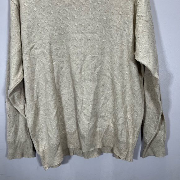 I Levrieri Men’s Beige Cashmere Silk Blend Cable Knit Crewneck Sweater - Picture 4 of 12
